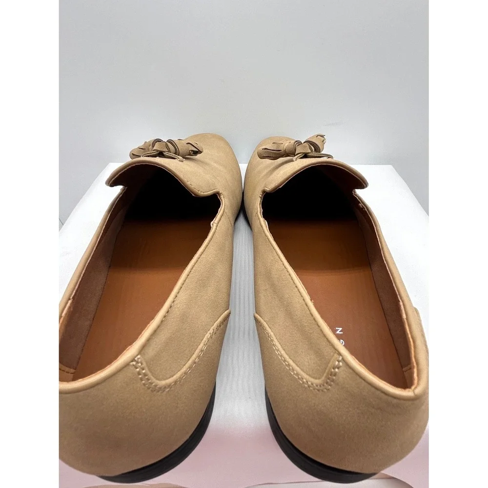 Asos Design Tan Suede Tassel Loafers Mens 10.5 Almond Toe Slip On Dress Shoes